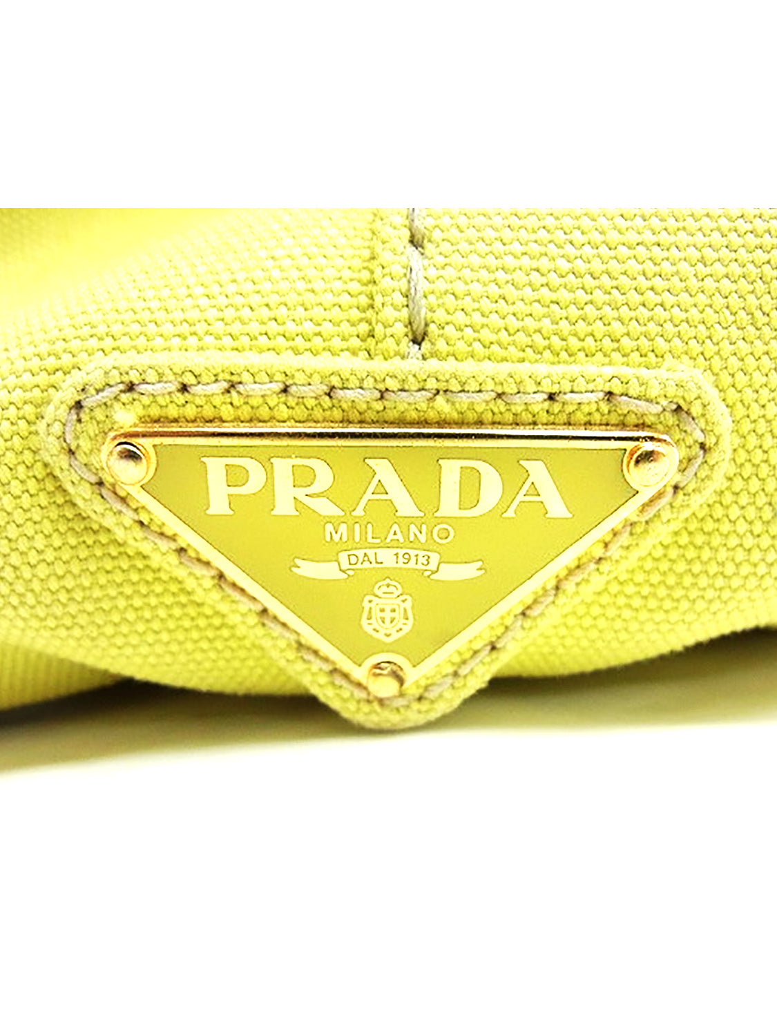 Prada 2000s Yellow Denim Medium Tote Bag