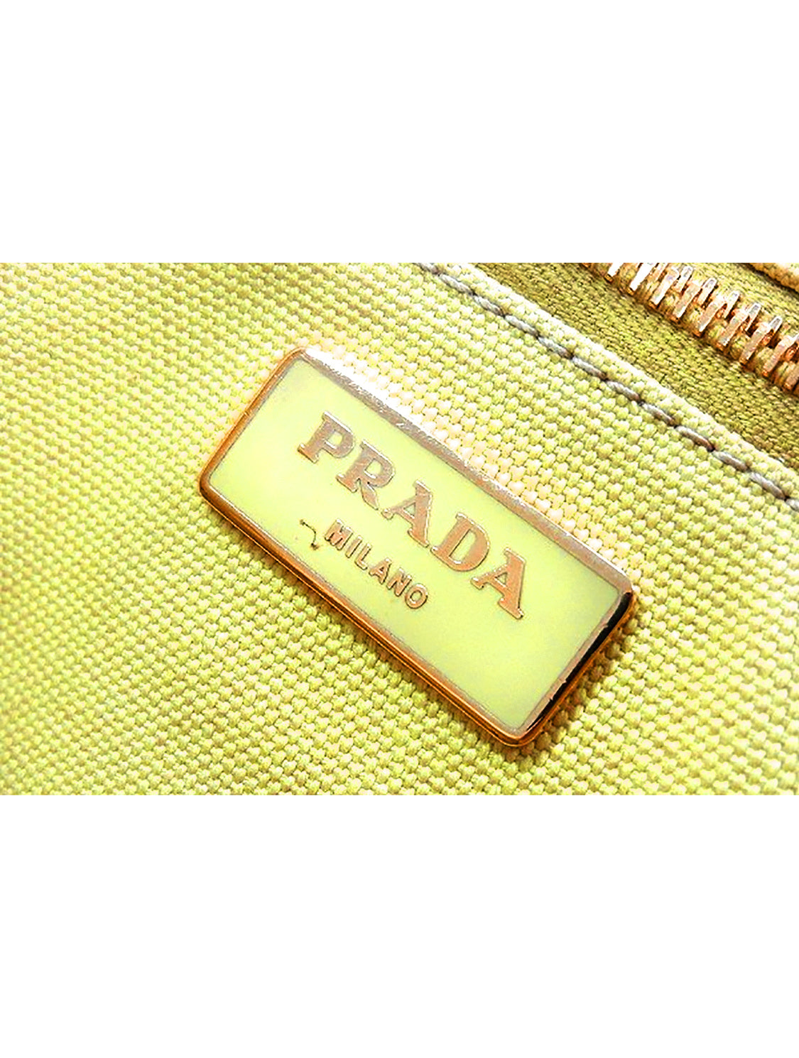 Prada 2000s Yellow Denim Medium Tote Bag