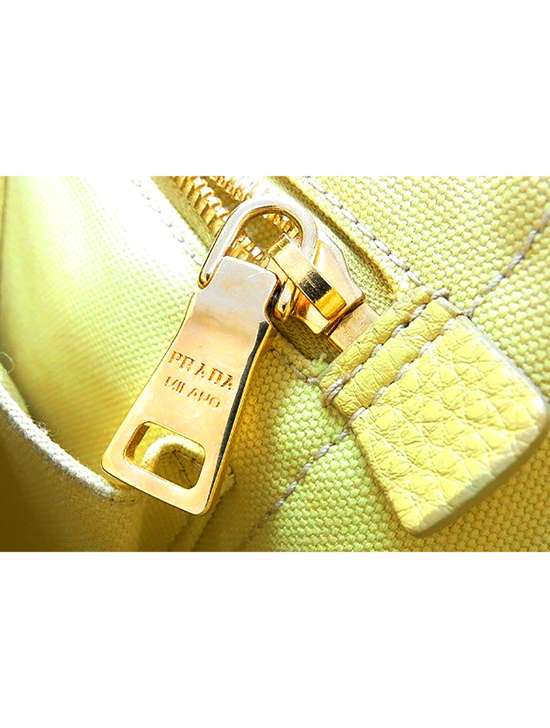 Prada 2000s Yellow Denim Medium Tote Bag