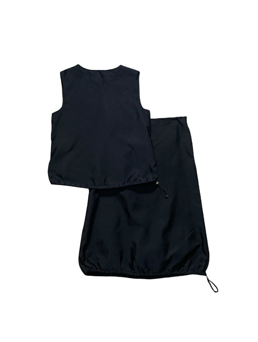 Prada 2000s Nylon Black Tank and Skirt Set