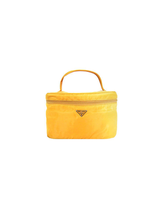 Prada 2000s Yellow Nylon Vanity Zip Bag