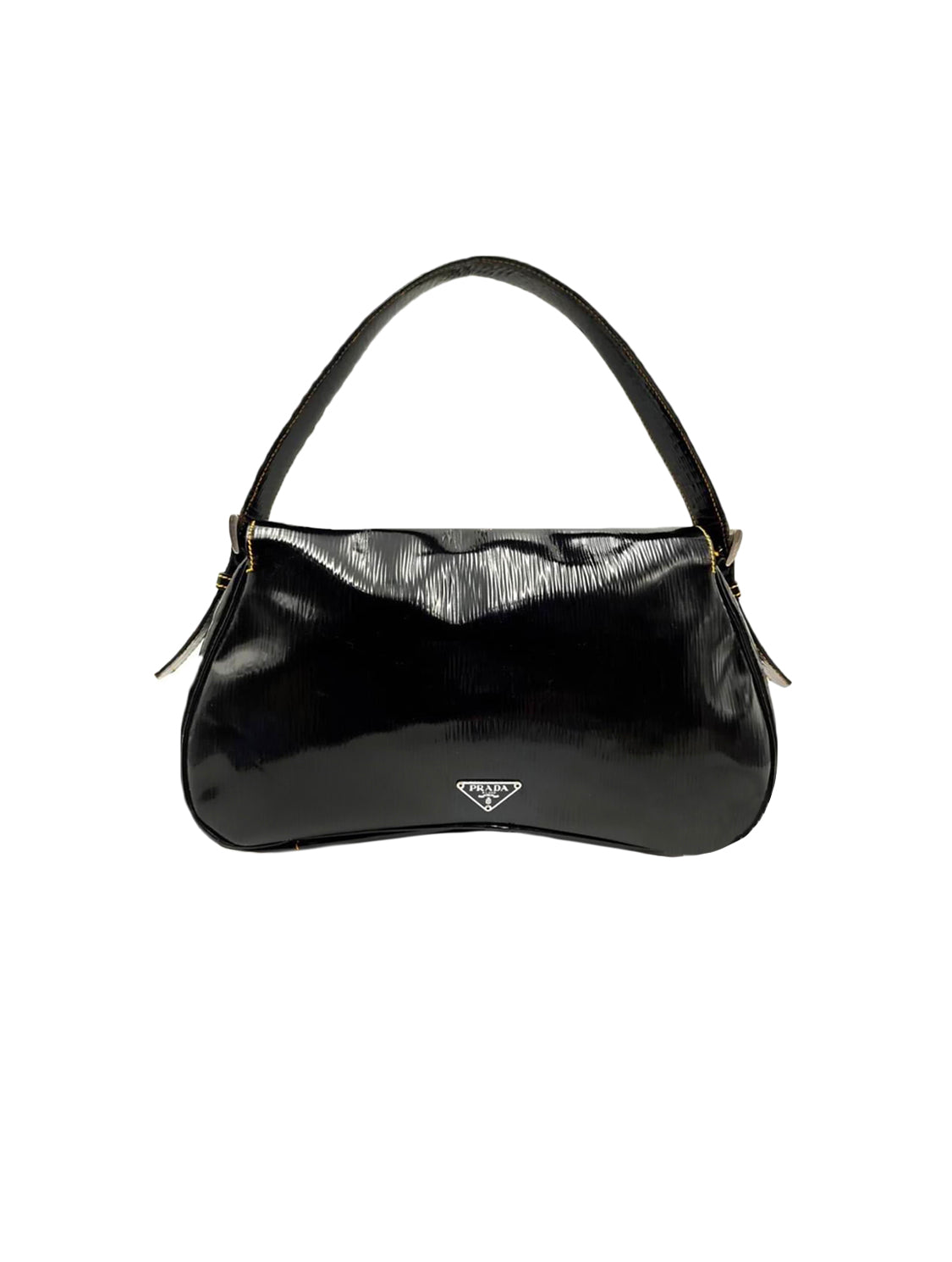 Prada 2000s Rare Black Vinyl Small Handbag