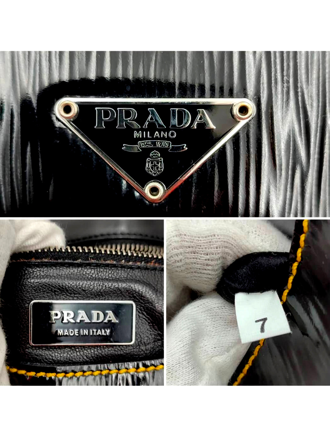 Prada 2000s Rare Black Vinyl Small Handbag