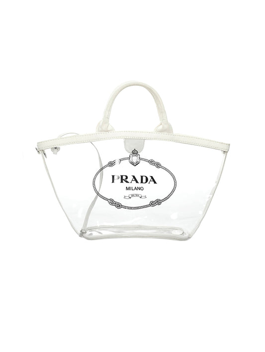 Prada 2010s Clear PVC Logo Tote Bag