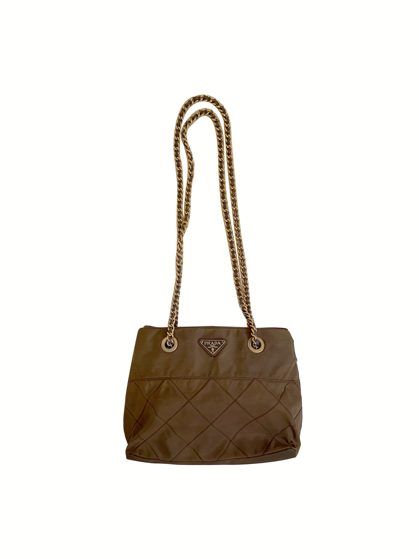 Prada 2000s Brown Canvas Shoulder Bag