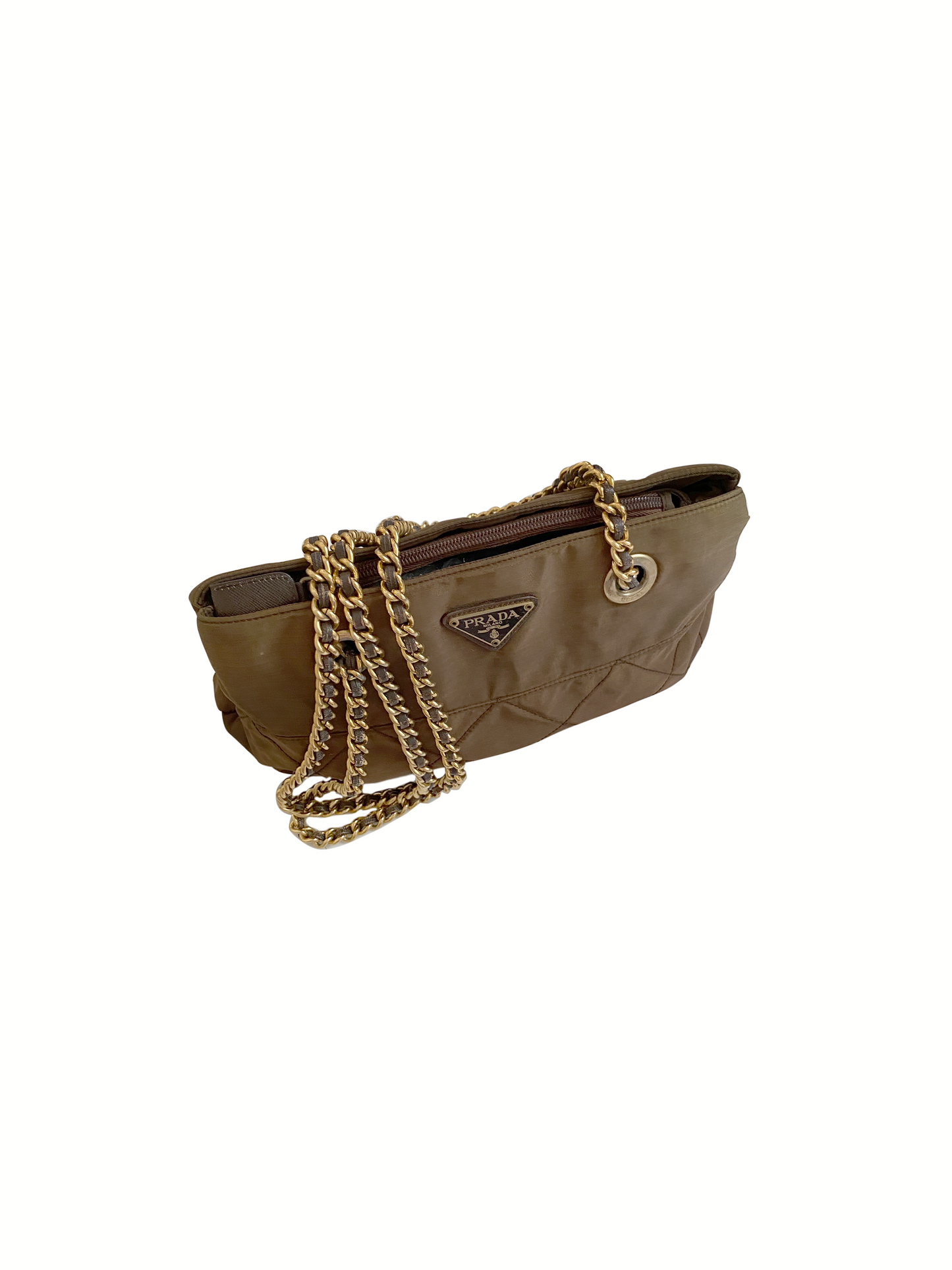 Prada 2000s Brown Canvas Shoulder Bag