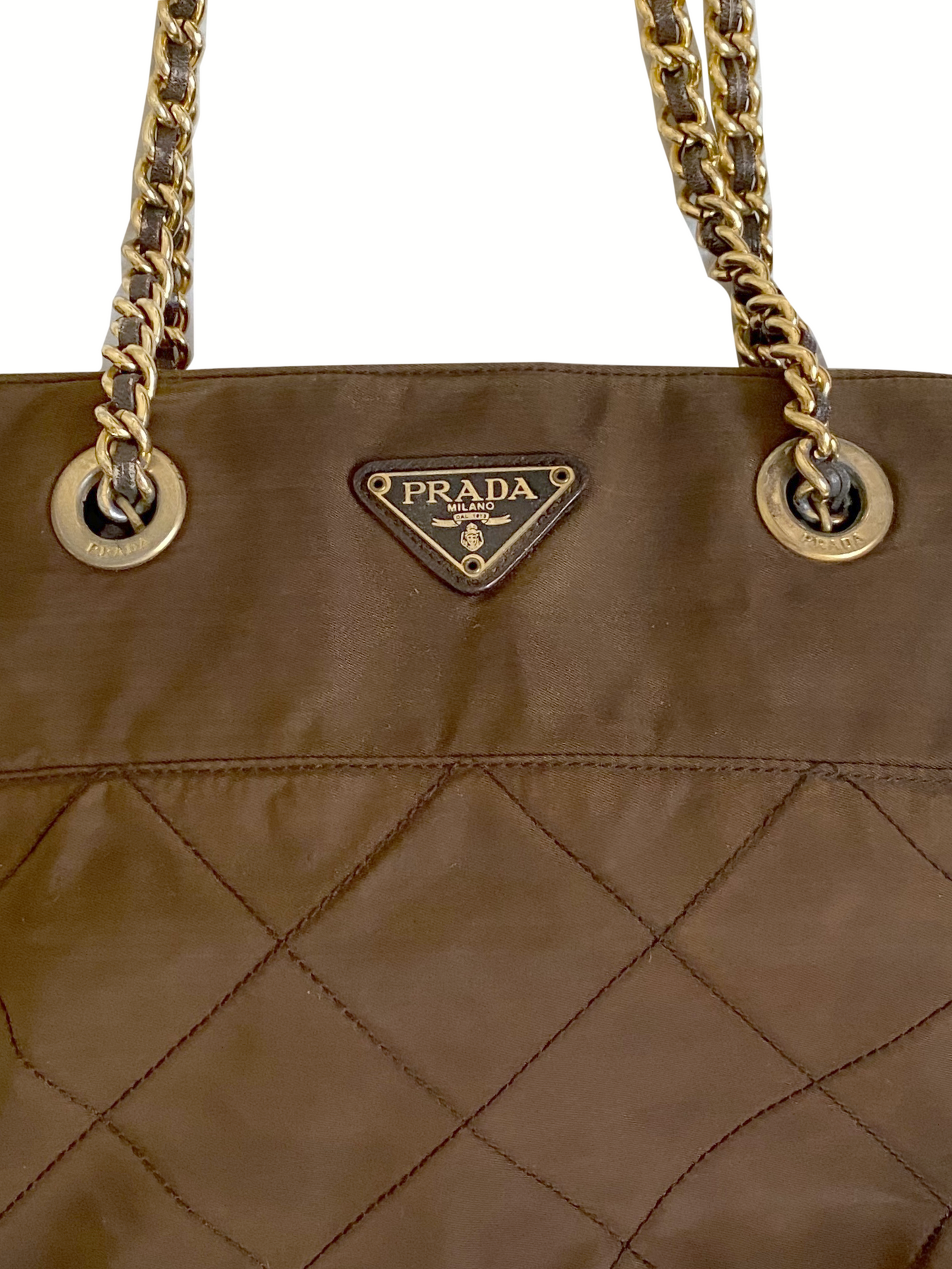 Prada 2000s Brown Canvas Shoulder Bag