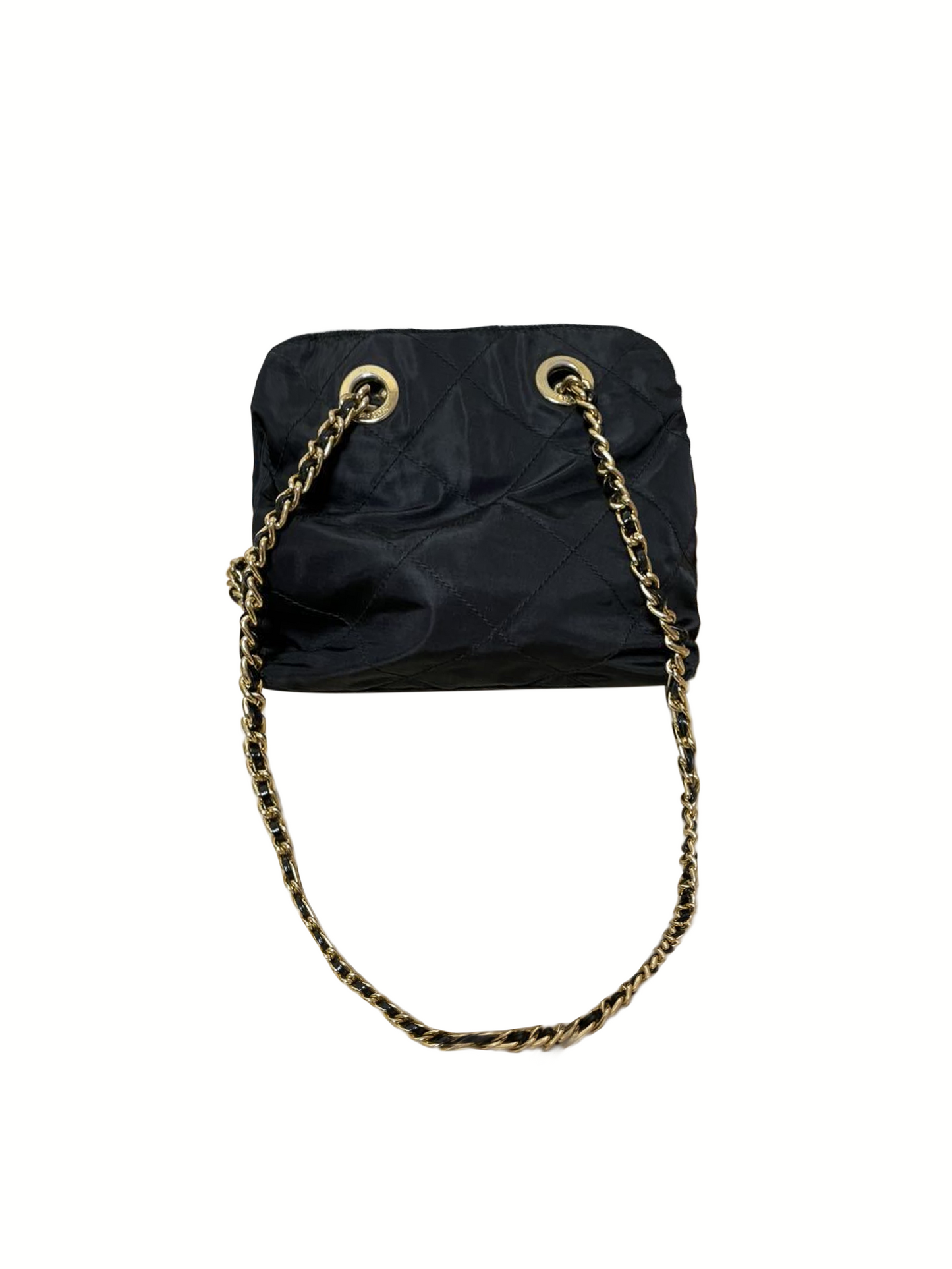 Prada 2000s Gold Chain Nylon Handbag