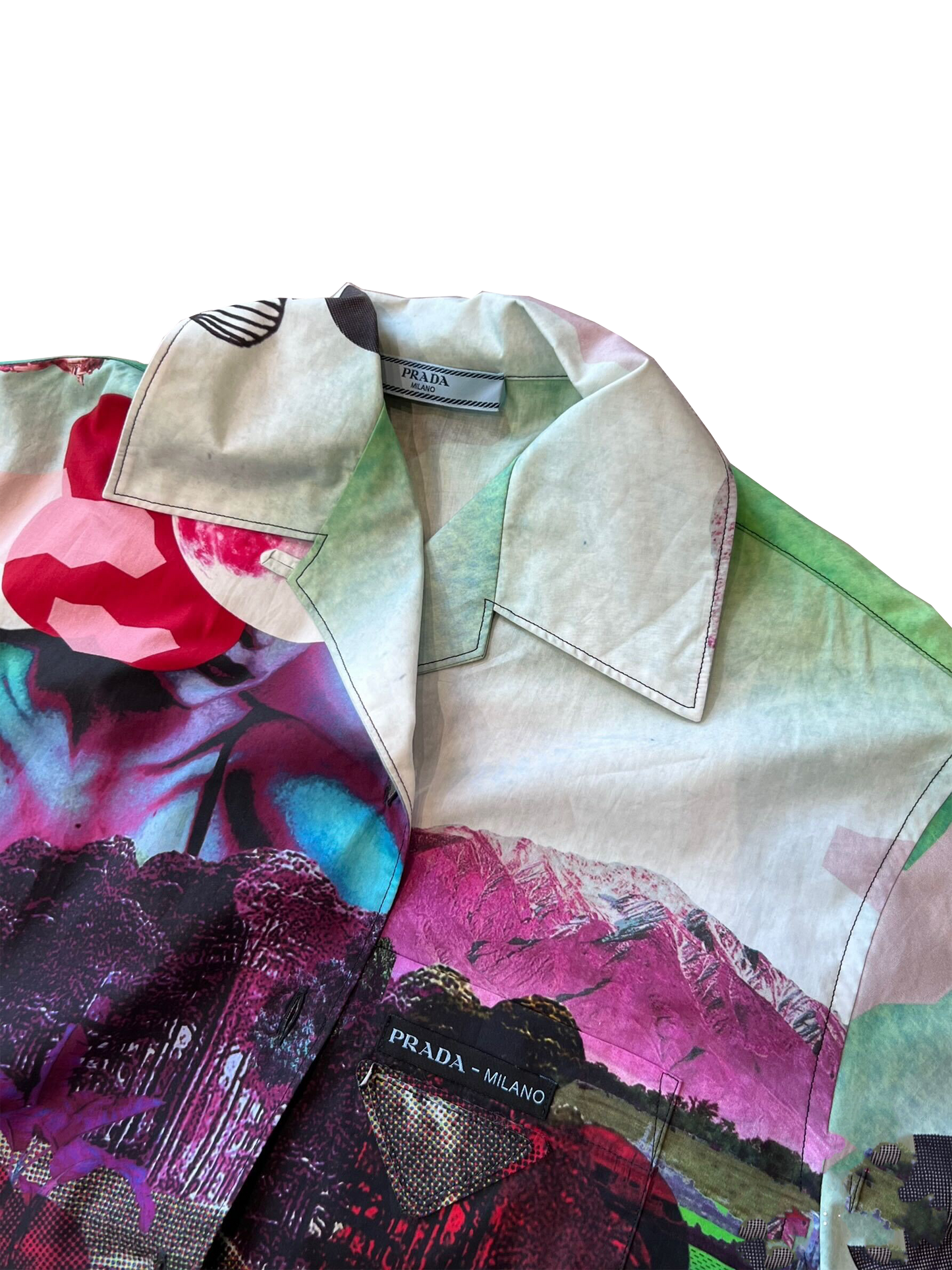 Prada Rare 2015 Short Sleeve Shirt Panorama Motif