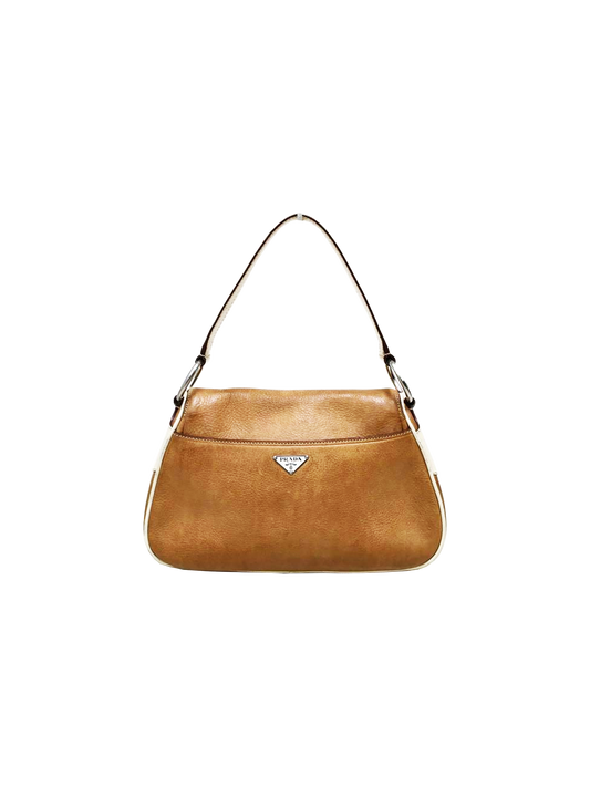 Prada 2000s Camel Leather One Shoulder Bag