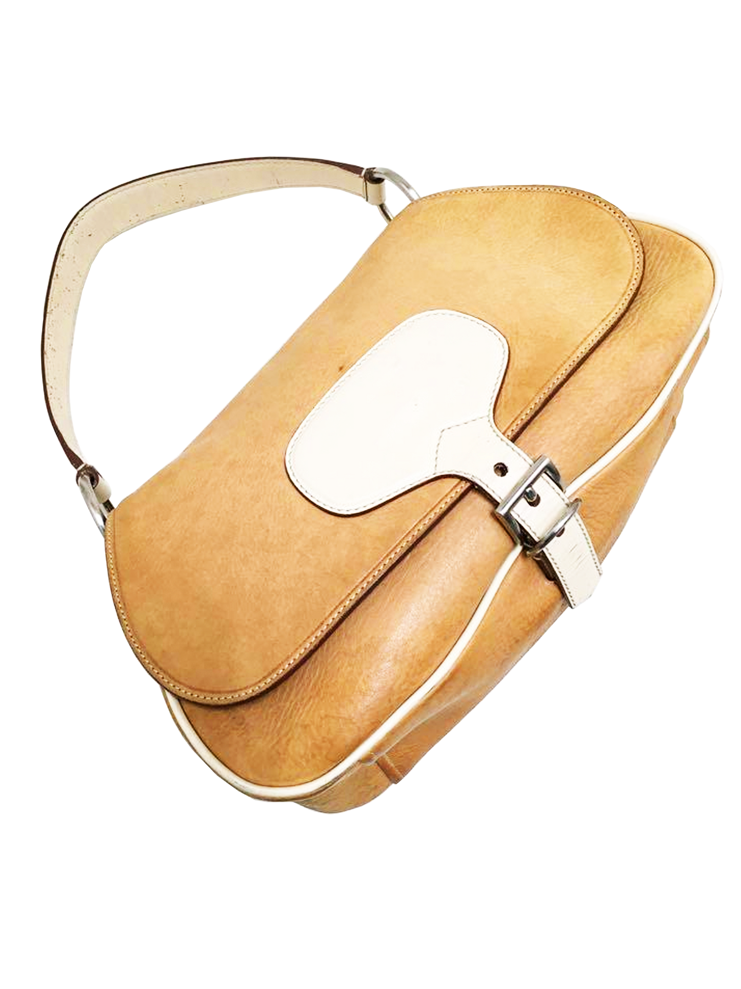 Prada 2000s Camel Leather One Shoulder Bag