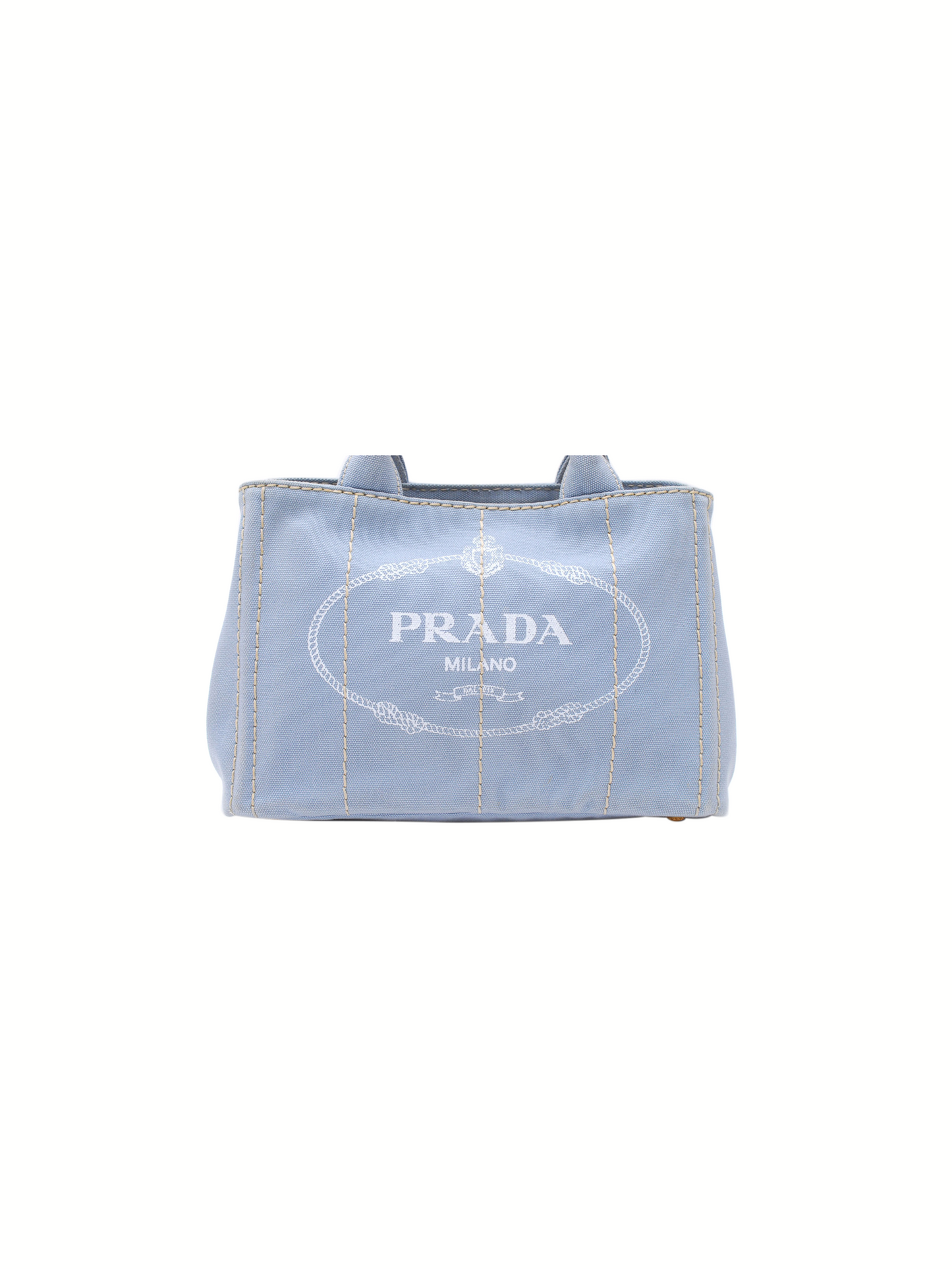Prada 2000s Light Blue Denim Canvas Tote