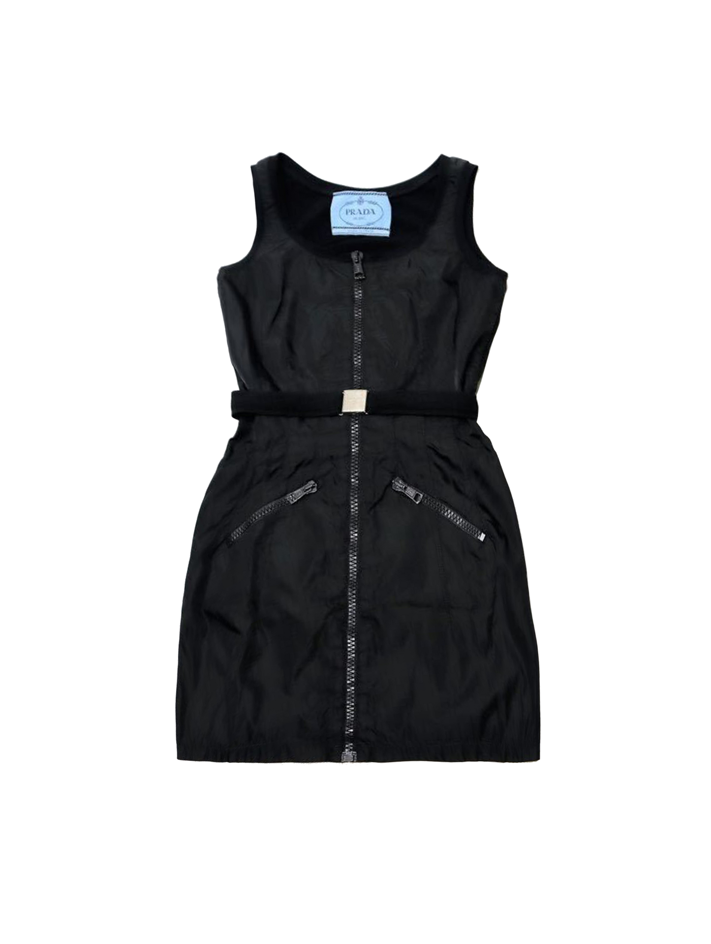 Prada 2000s Nylon Belt Buckle Dress