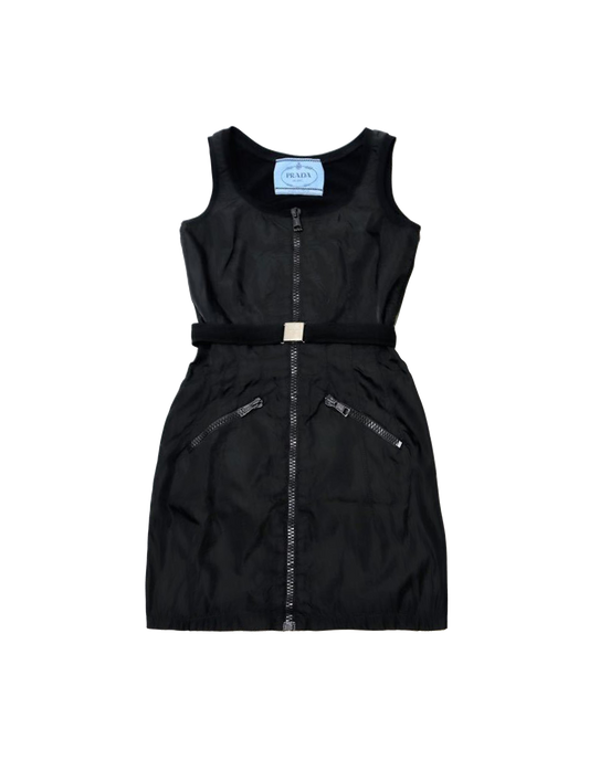 Prada 2000s Nylon Belt Buckle Dress
