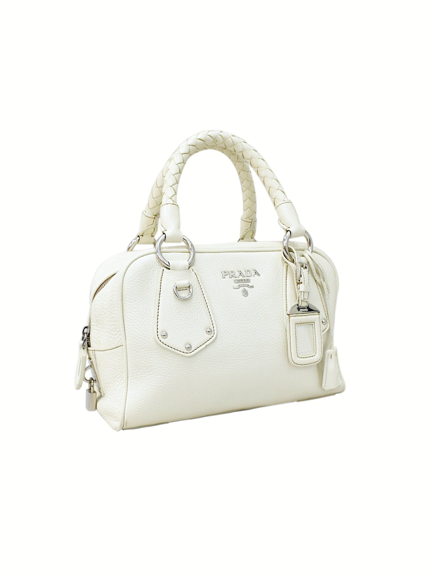 Prada 2000s White Leather Tote