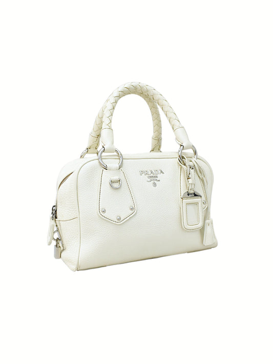 Prada 2000s White Leather Tote