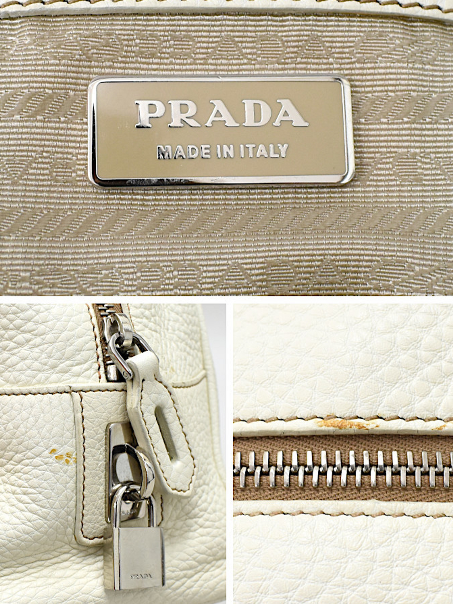 Prada 2000s White Leather Tote