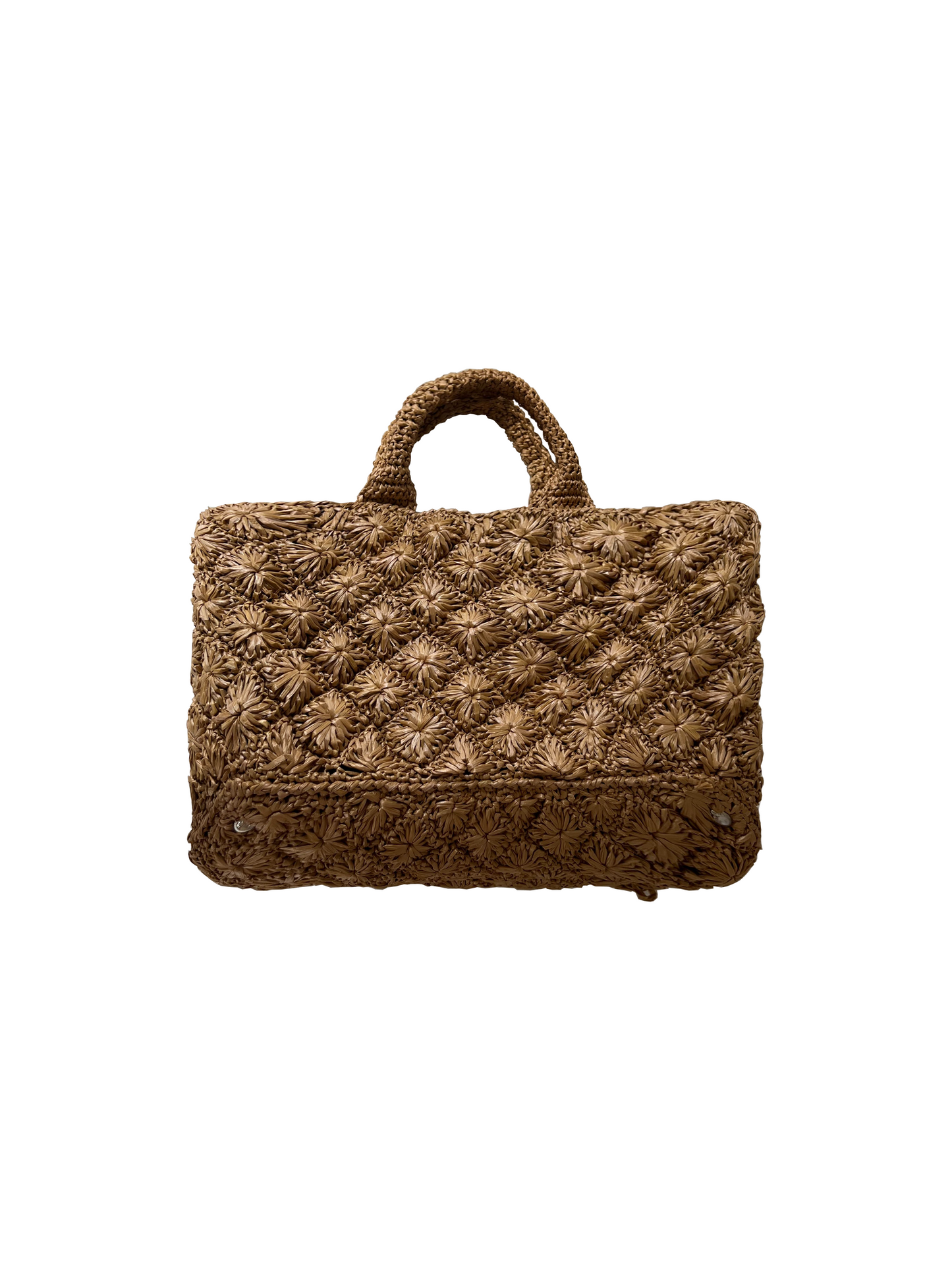 Prada 2000s Rattan Brown Textured Tote Bag