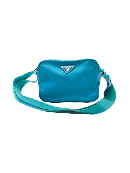 Prada 2000s Rare Blue Nylon Crossbody Bag