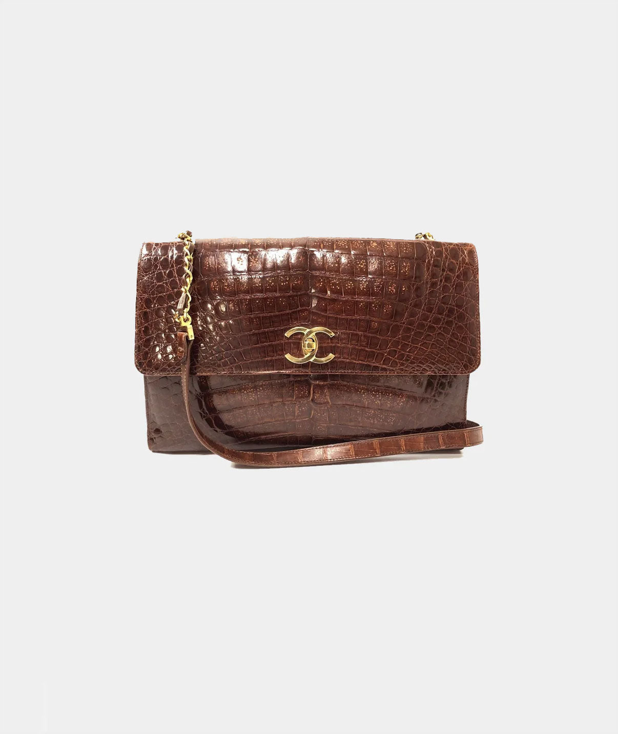 Chanel 2000/2001 Rare Brown Crocodile Antique Flap