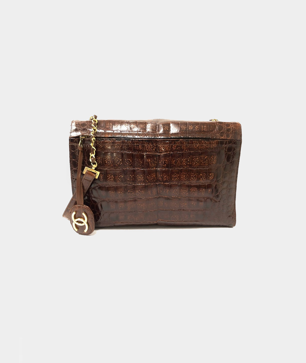 Chanel 2000/2001 Rare Brown Crocodile Antique Flap