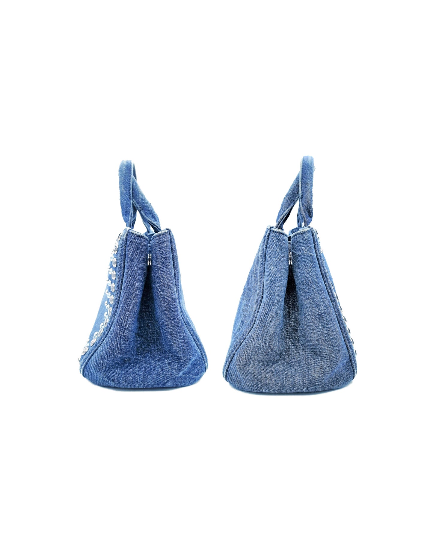 Prada 2000s Denim Rare Studded Tote Bag