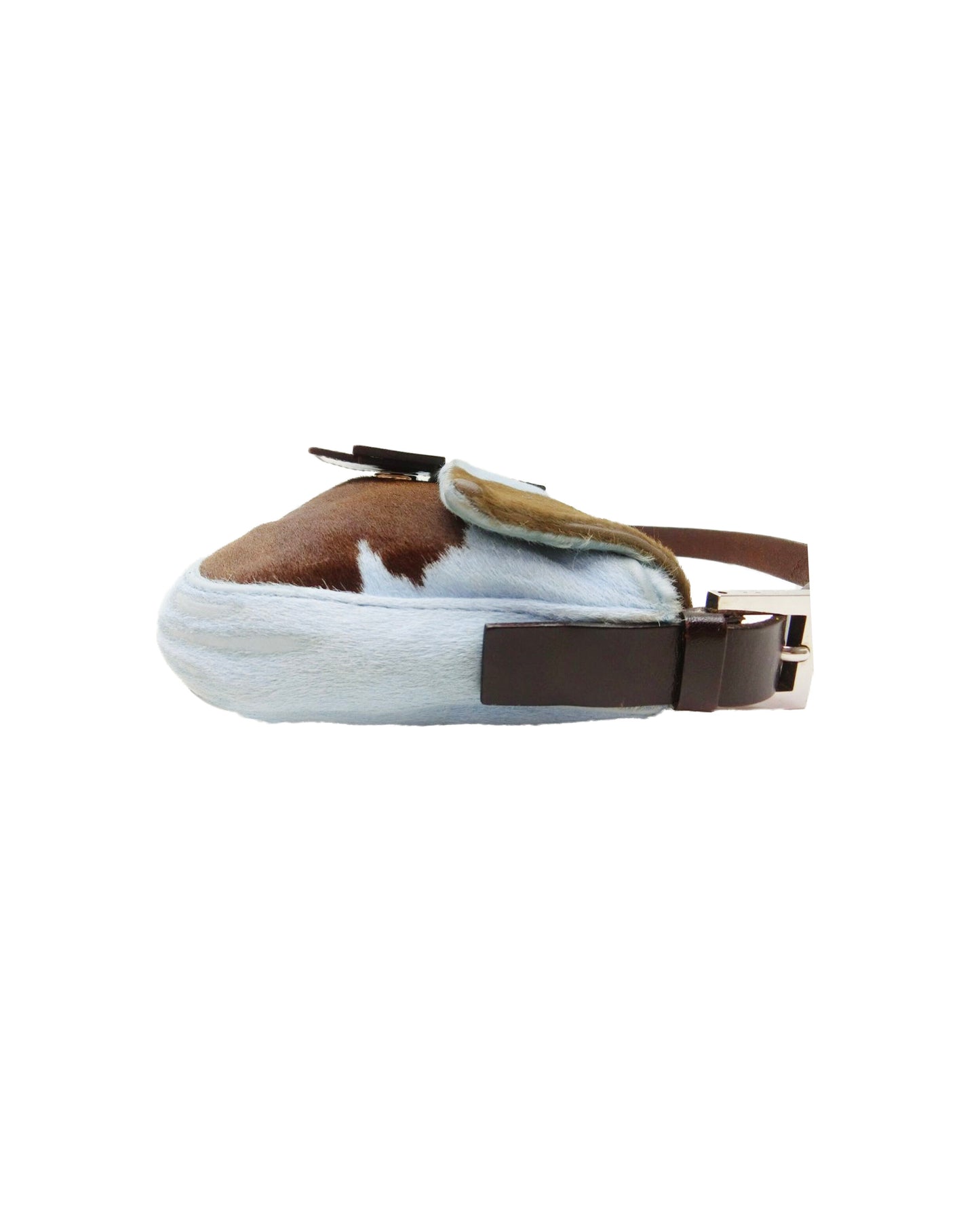 Fendi 2000s Rare Blue and Brown Pony Hair Baguette
