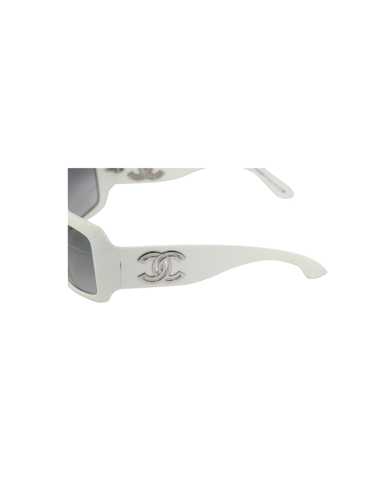 Chanel White Rectangular Silver Sunglasses