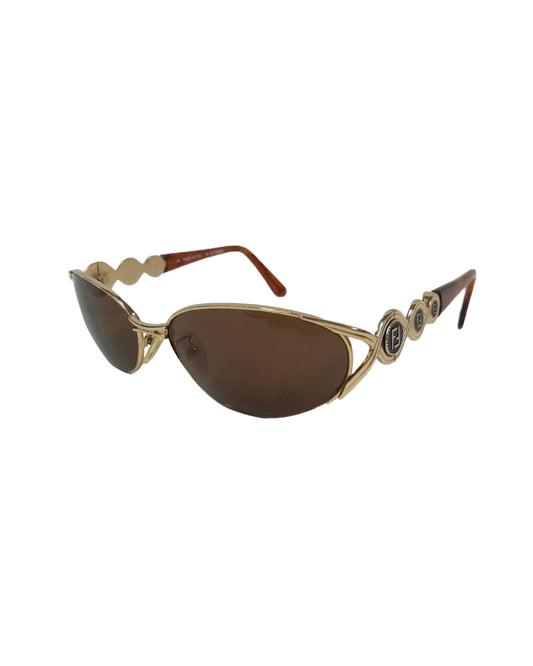 Fendi 2000s Logo Coin Gold Sunglasses