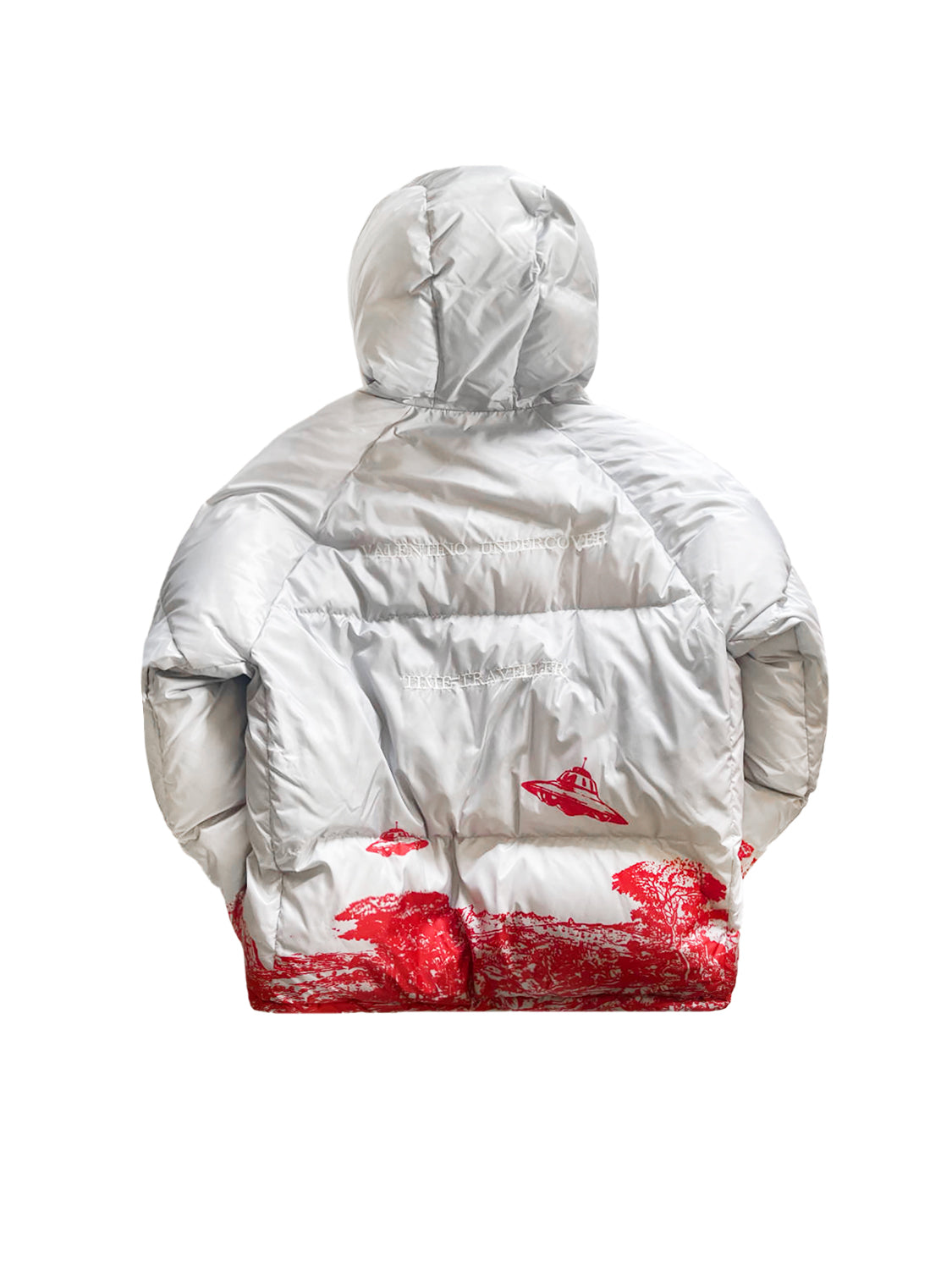 Valentino x Undercover AW 2019 UFO Silver and Red Puffer Jacket