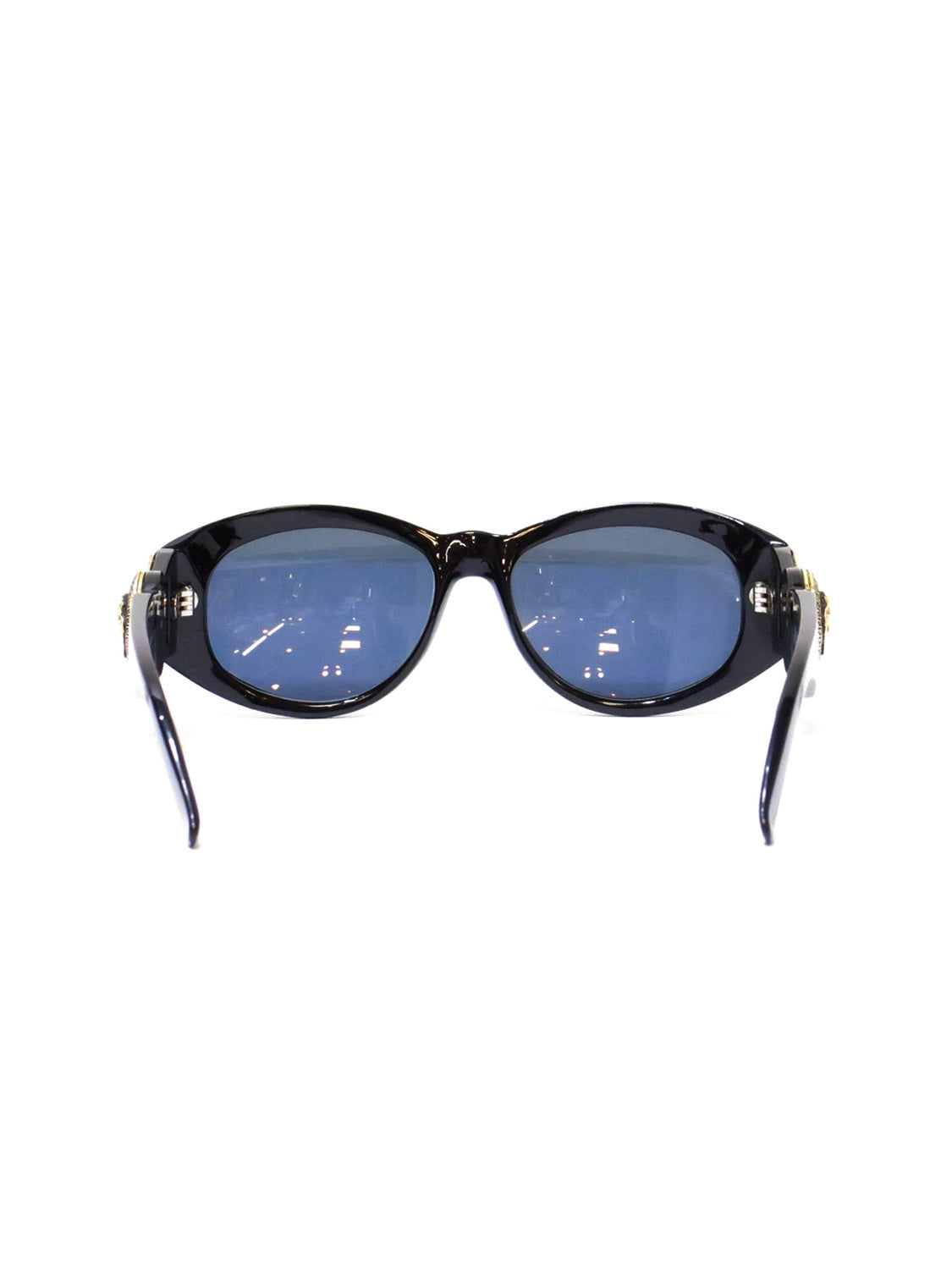 Gianni Versace 2000s Blue Tinted Gold Coin Sunglasses