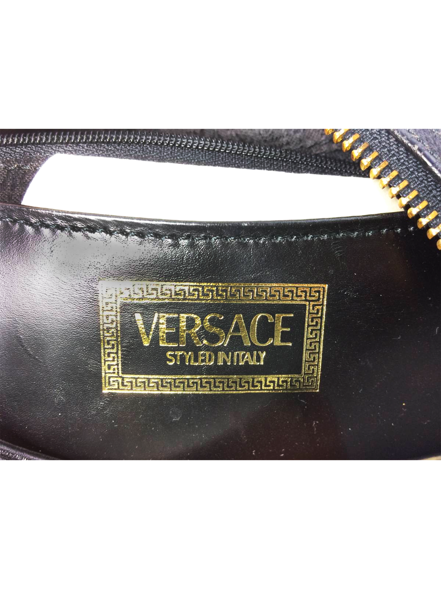 Versace 2000s Ostrich Leather Black Medusa Handbag