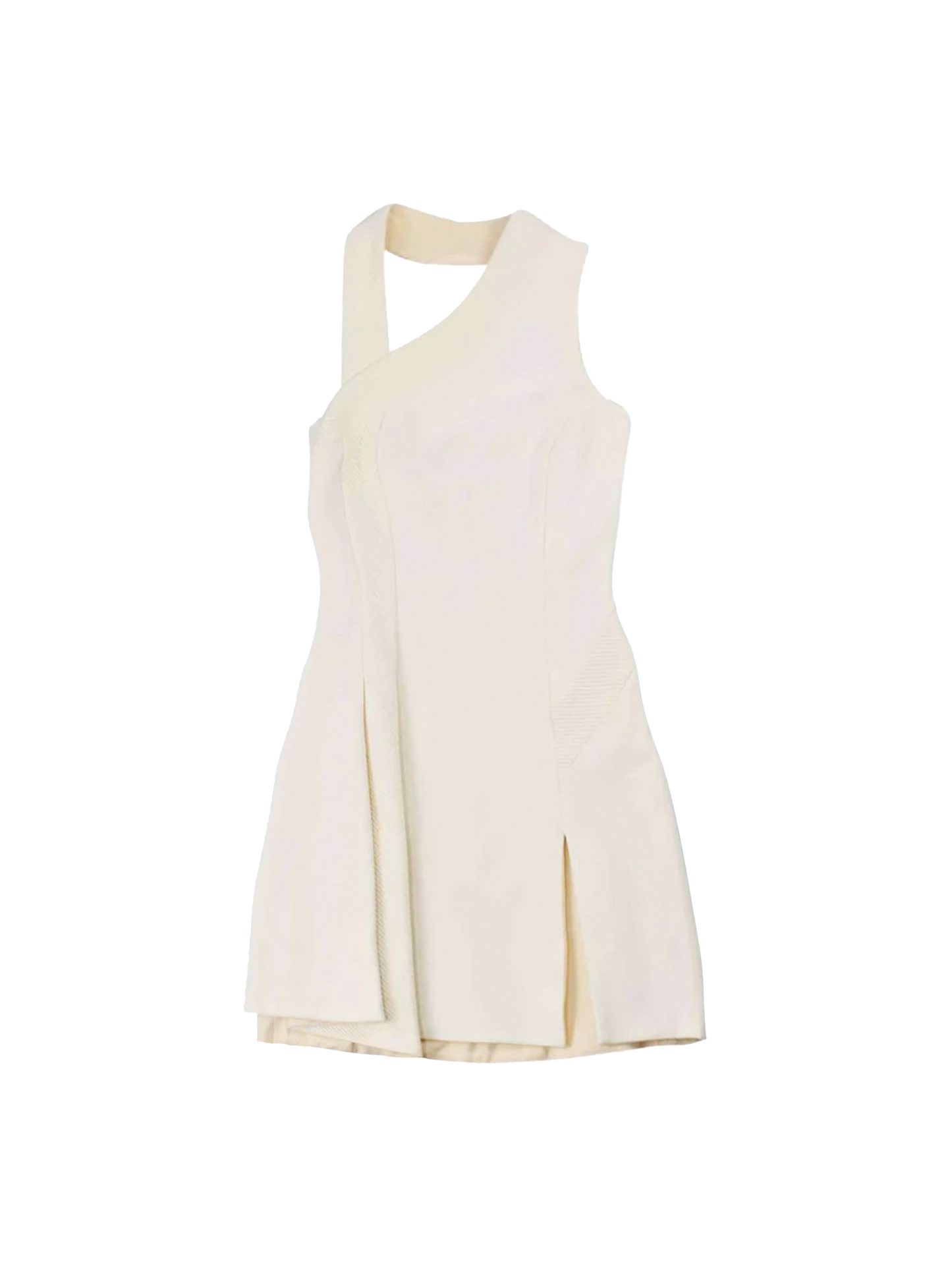 Versace 2010s Asymetrical Cream Mini Dress