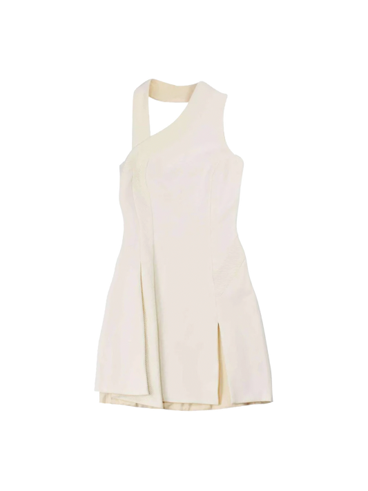 Versace 2010s Asymetrical Cream Mini Dress