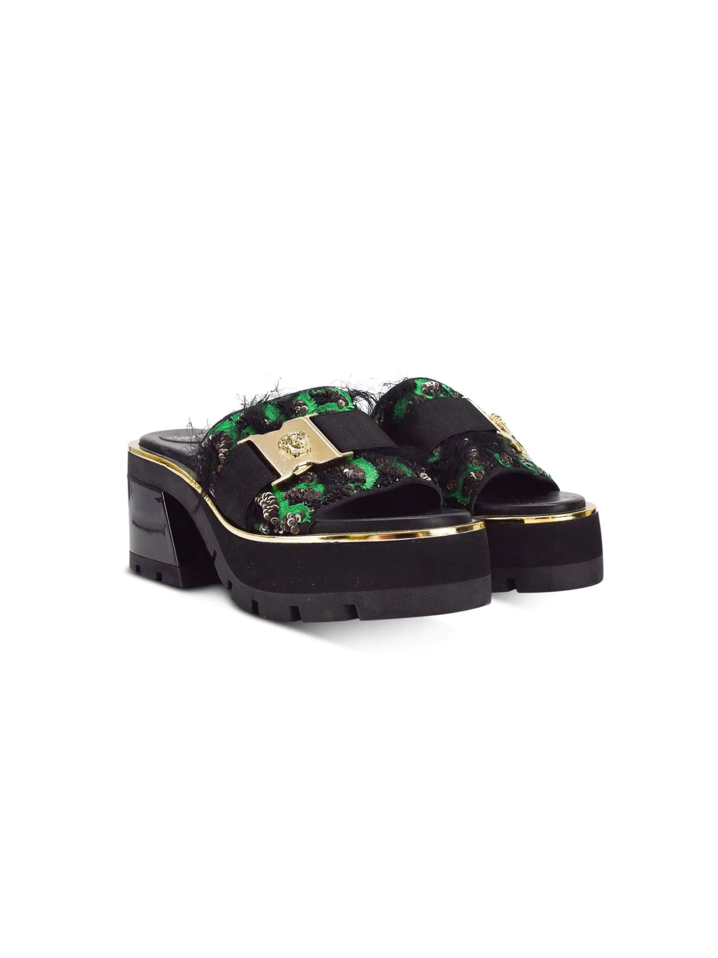 Versace 2000s Medusa Green Platform Sandals
