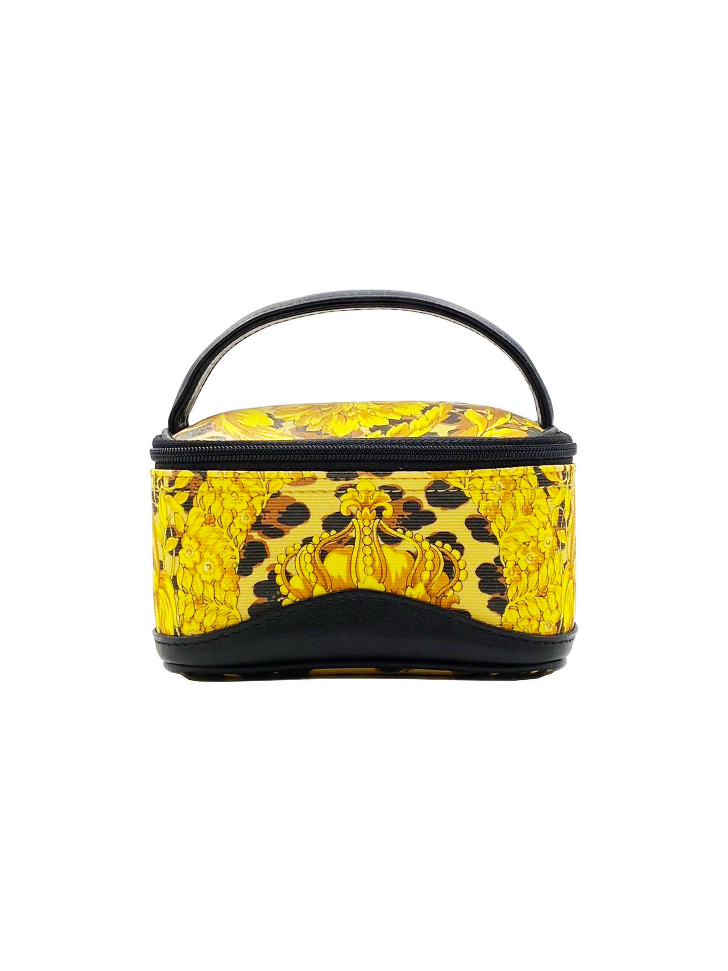Versace 1990s Gold Baroque Leopard Print Leather Top Handle Micro Bag