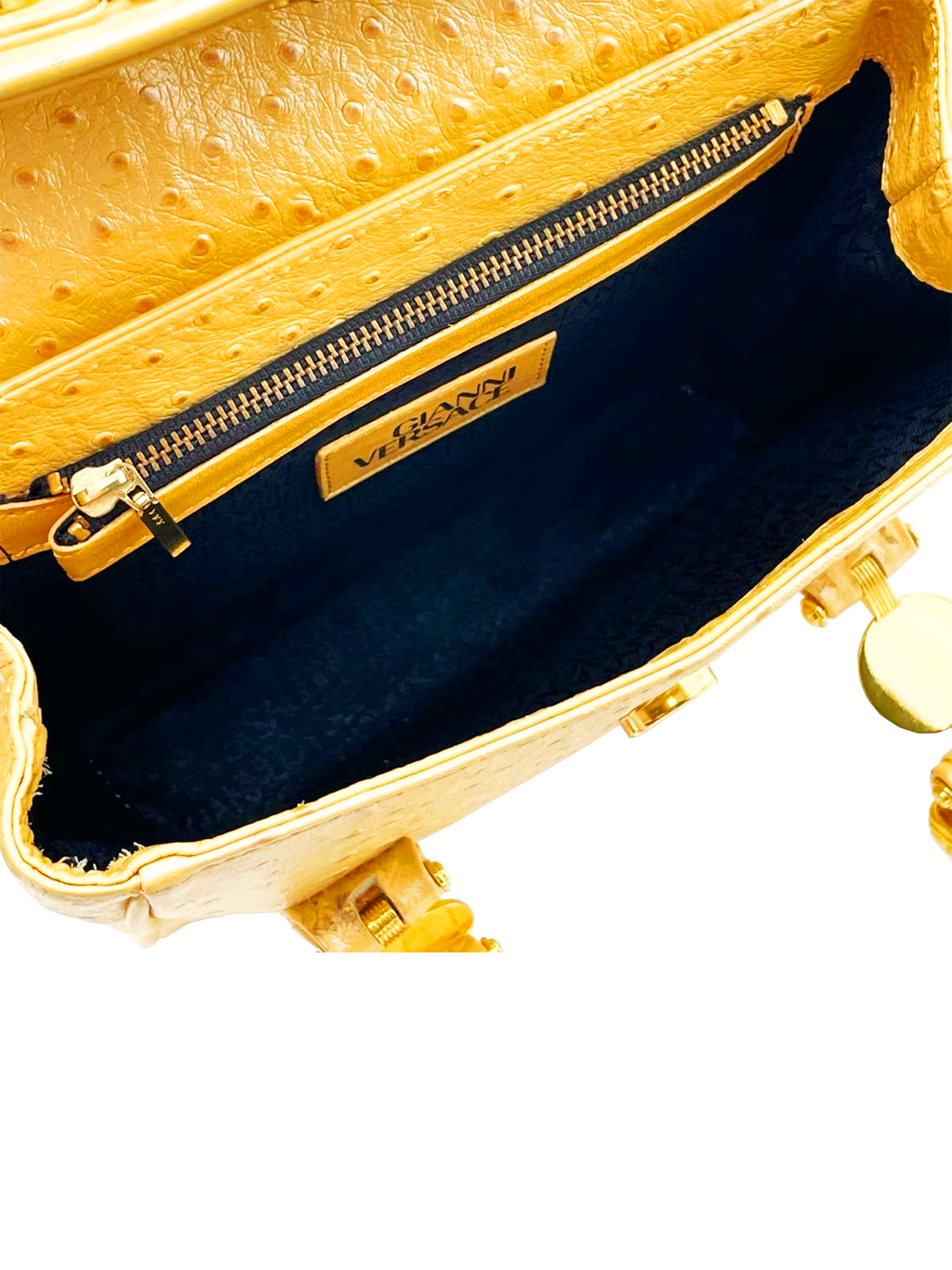 Versace 2000s Yellow Ostrich Leather Mini Bag