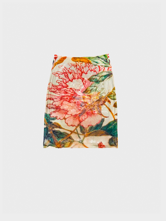 Vivienne Tam 1990s Floral Print Skirt