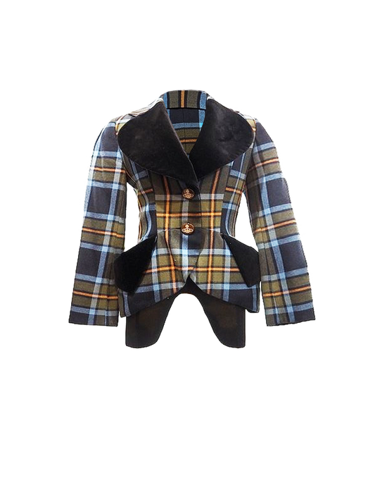 Vivienne Westwood 1994 Velour Switching Check Love Jacket