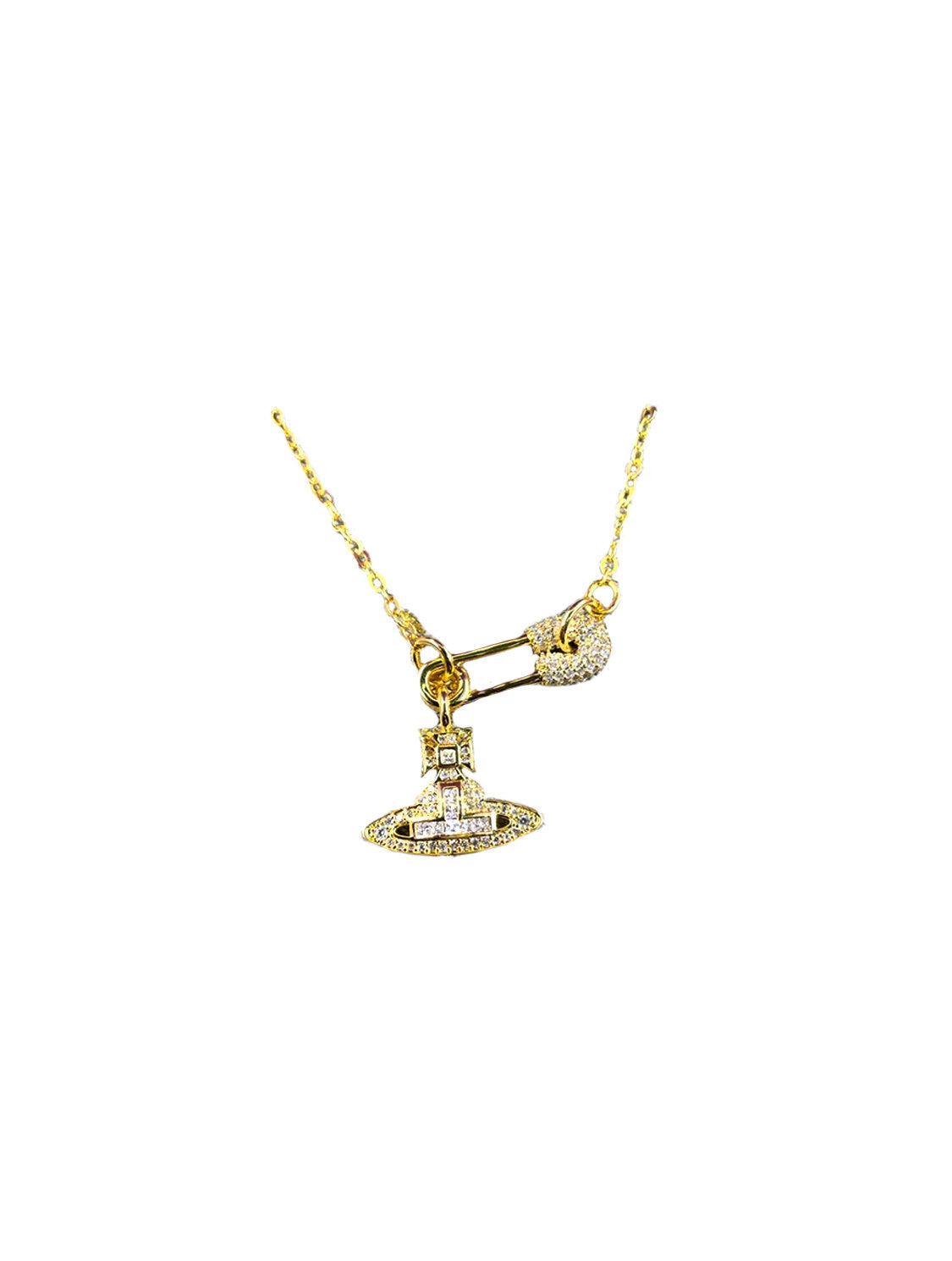 Vivienne Westwood 2000s Gold Safety Pin Necklace