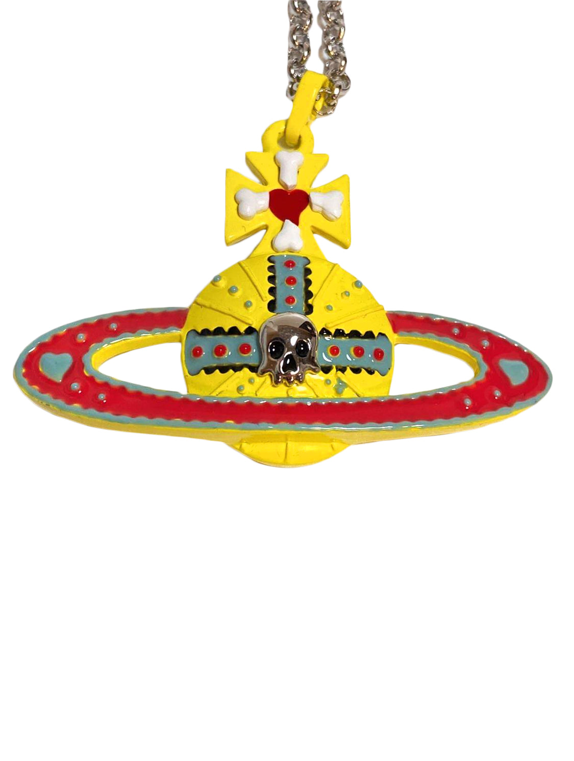 Vivienne Westwood 2010s Yellow Orb Skull Chain Necklace