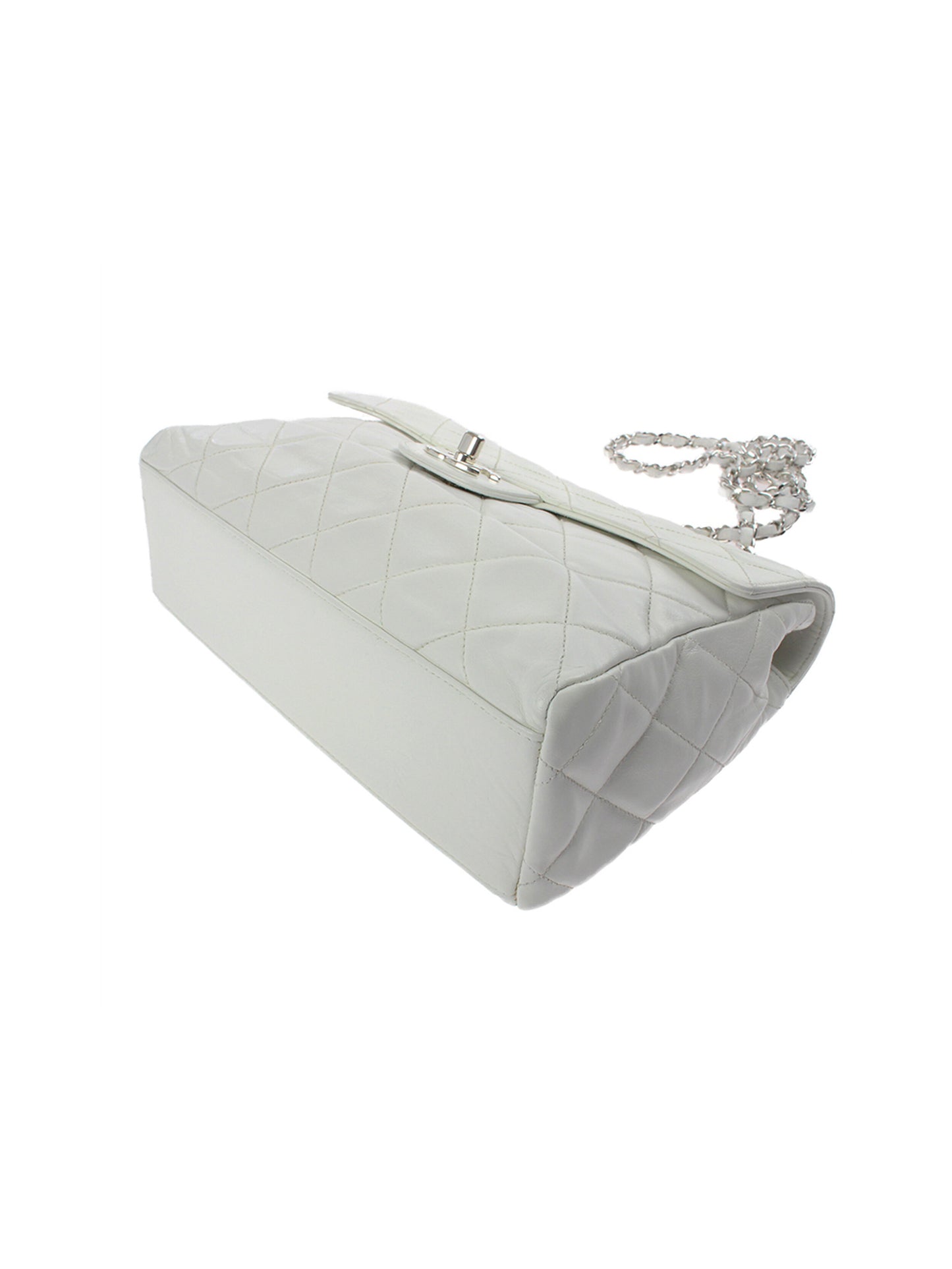 Chanel White Lambskin Single Flap Bag