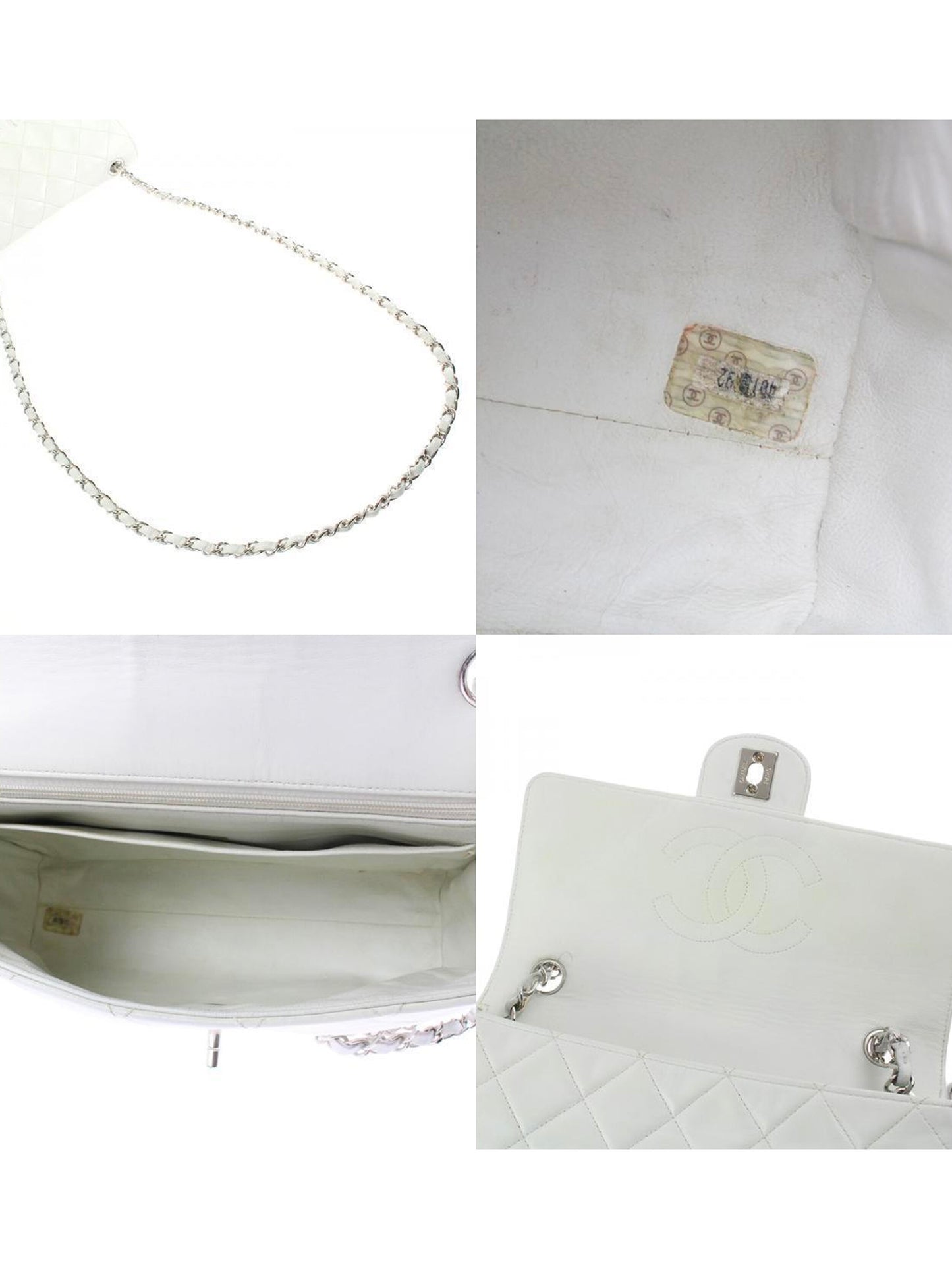 Chanel White Lambskin Single Flap Bag