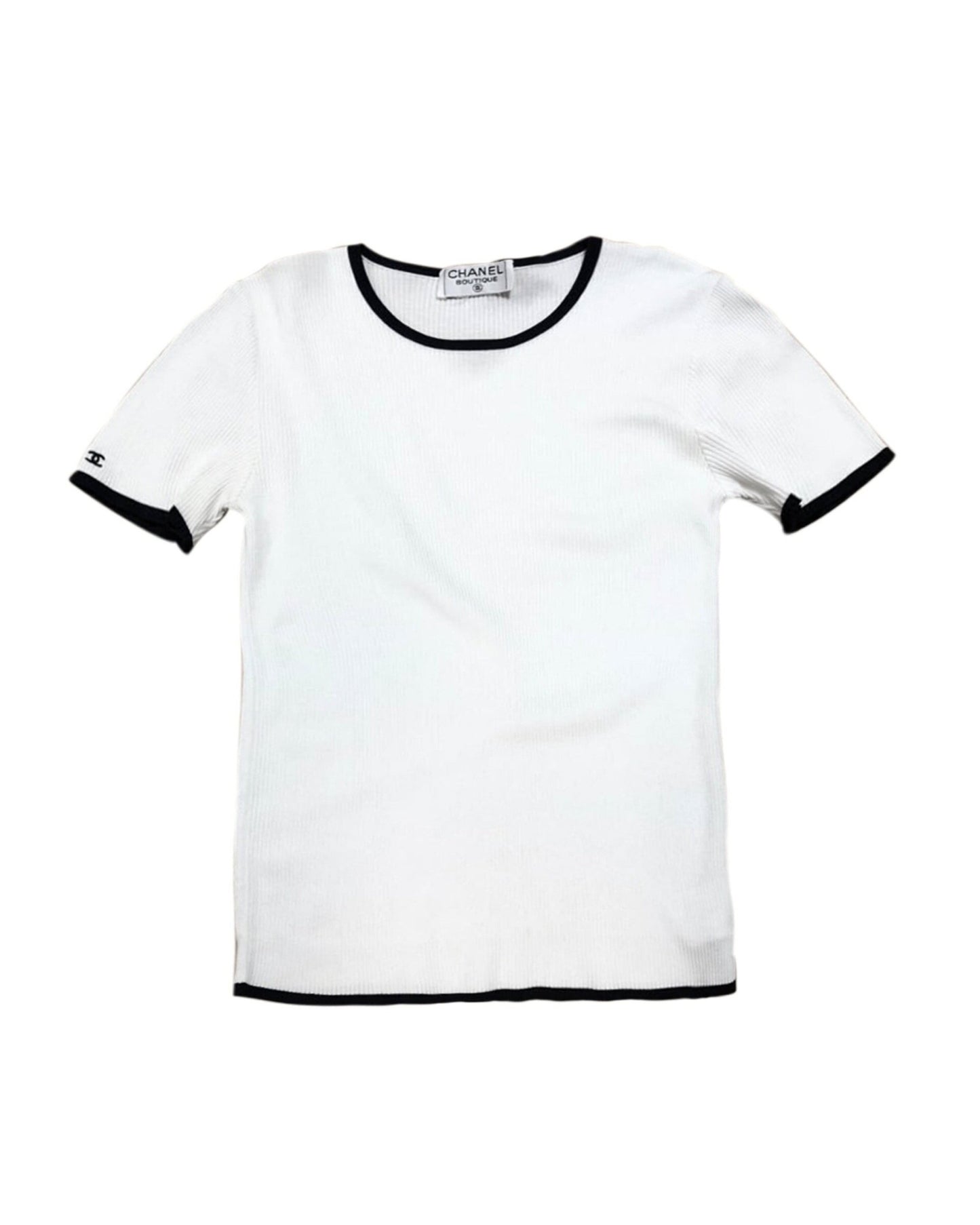 Chanel White Ribbed Knit Shirt