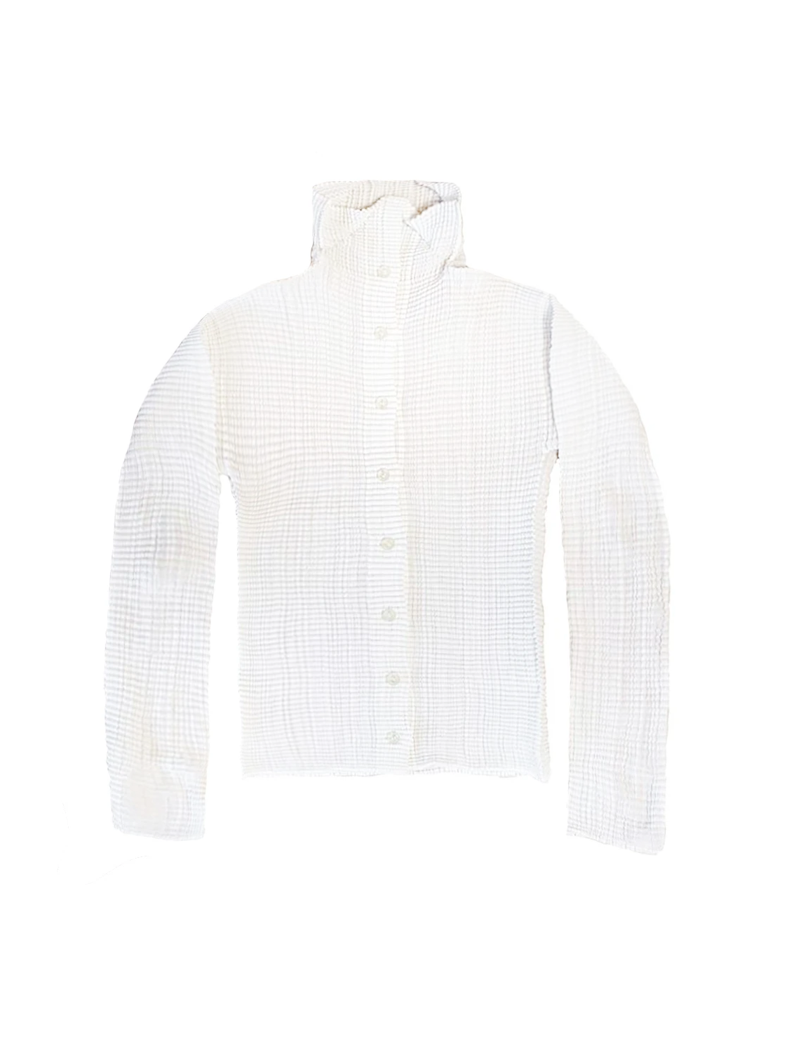 Issey Miyake 2000s Rare Double Pleated White Collar Button Up
