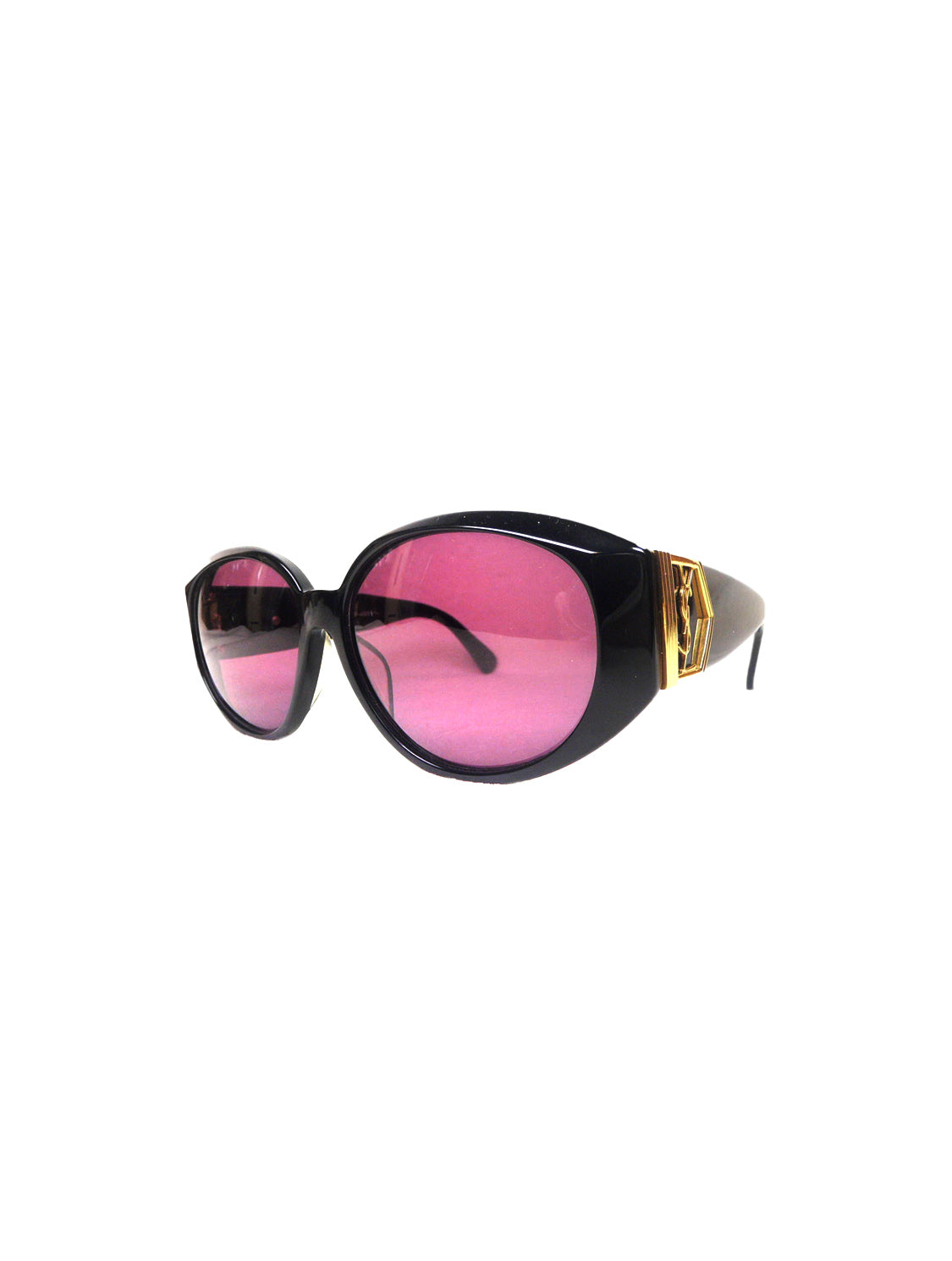 Yves Saint Laurent 1990s Pink Tinted YSL Round Sunglasses