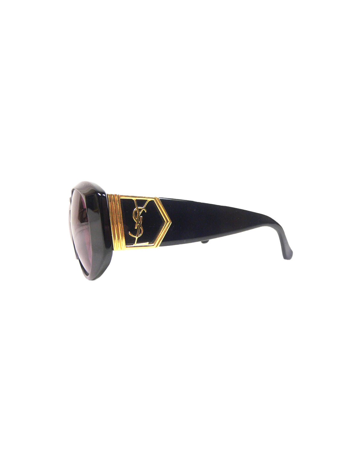Yves Saint Laurent 1990s Pink Tinted YSL Round Sunglasses